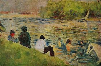 喬治 脩拉 Bathing at Asnieres, The Bank of the Seine